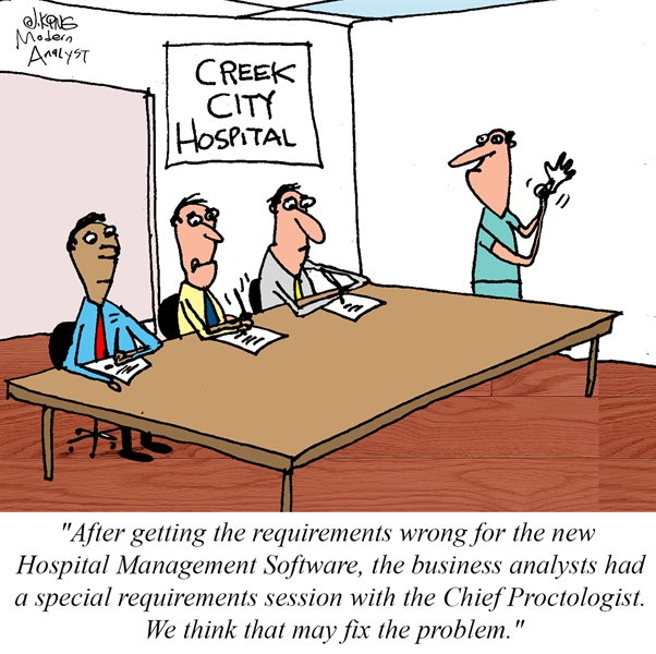 Humor - Cartoon: Special Requirements Session - Hospital Management Software
